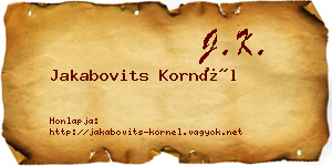 Jakabovits Kornél névjegykártya